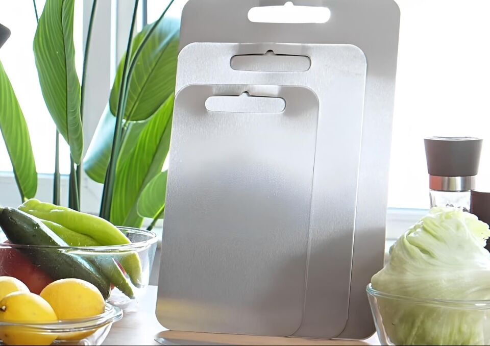 Mucit Home 3'lü Paslanmaz Çelik Antibakteriyel Kesme Tahtası Setii