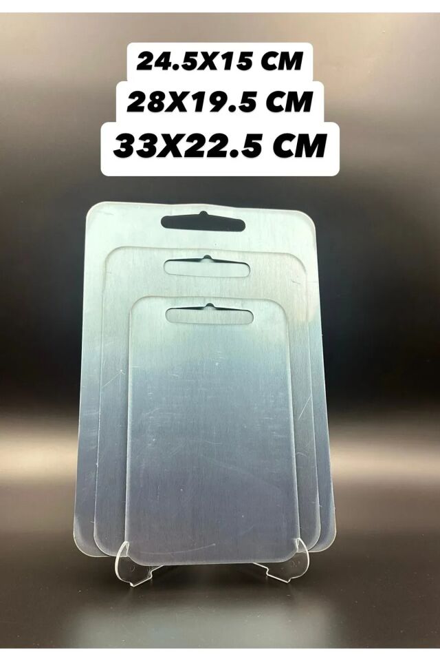 Mucit Home 3'lü Paslanmaz Çelik Antibakteriyel Kesme Tahtası Setii