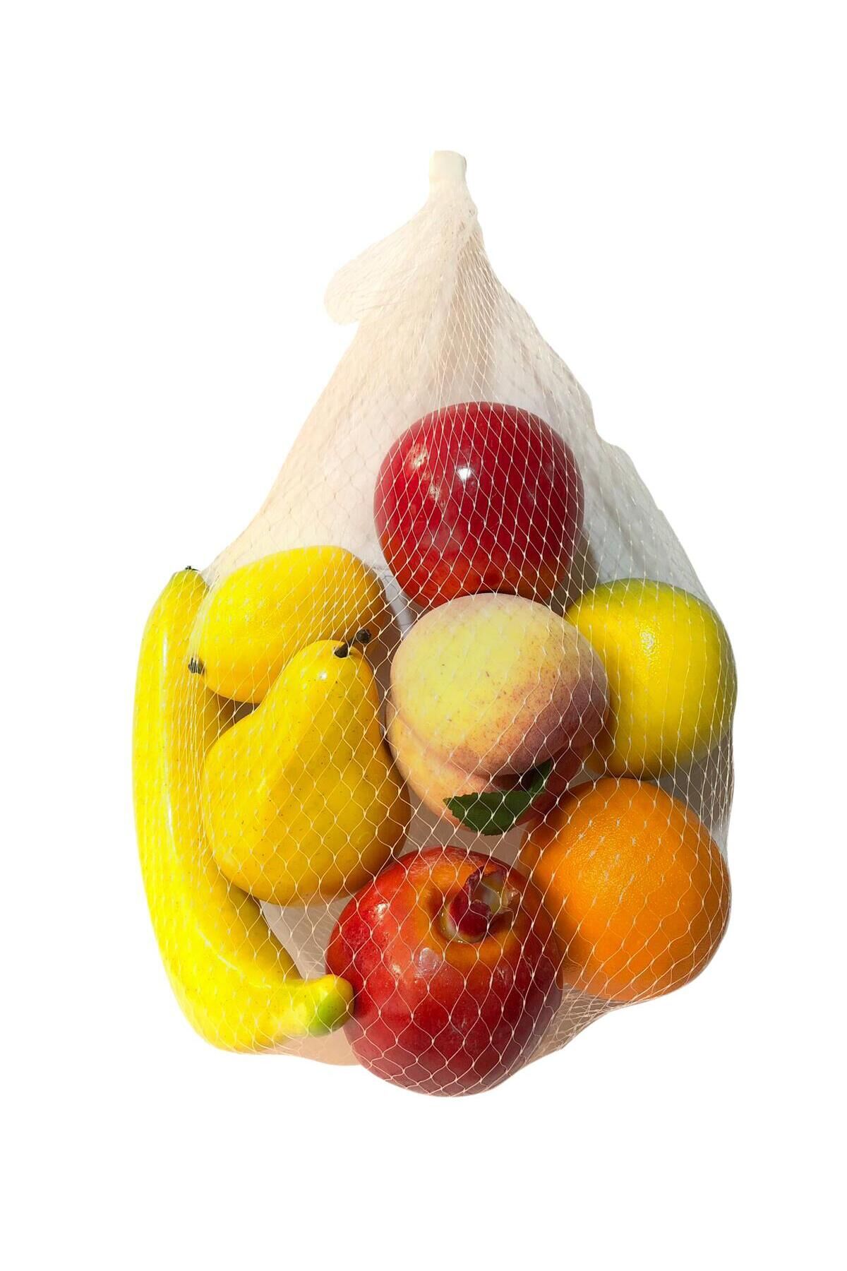 Mucit Home Yapay Meyve Sebze 8 Adet Köpük Portakal Limon Mandalina Muz Mango Armut Şeftli Elma