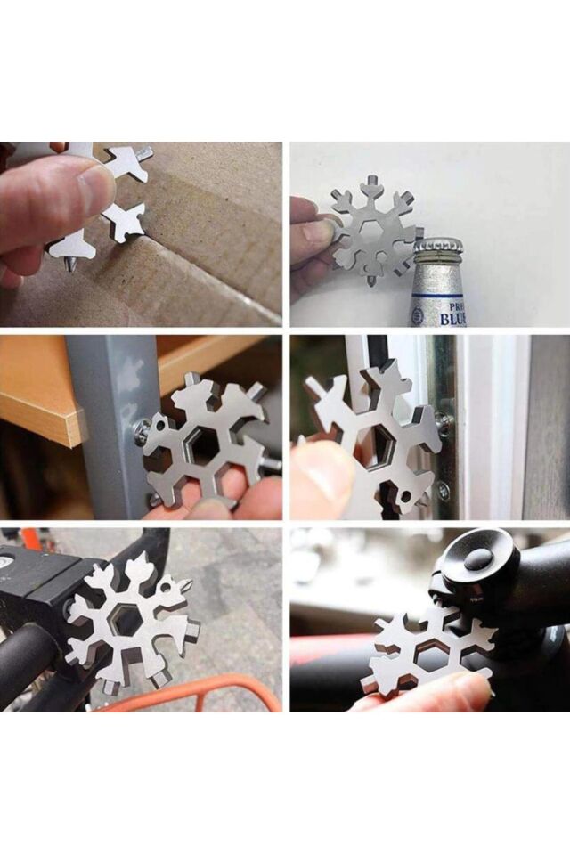 Mucit Home 19 In 1 Çok Fonksiyonlu Çelik Alyan Tornavida Açacak Kar Tanesi Anahtarlık