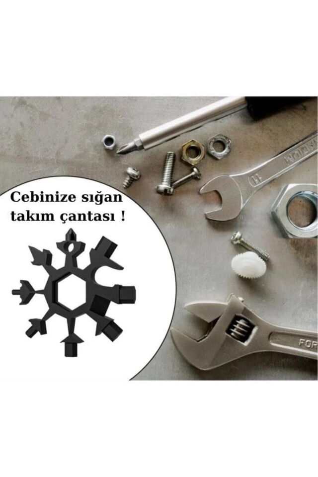 Mucit Home 19 In 1 Çok Fonksiyonlu Çelik Alyan Tornavida Açacak Kar Tanesi Anahtarlık