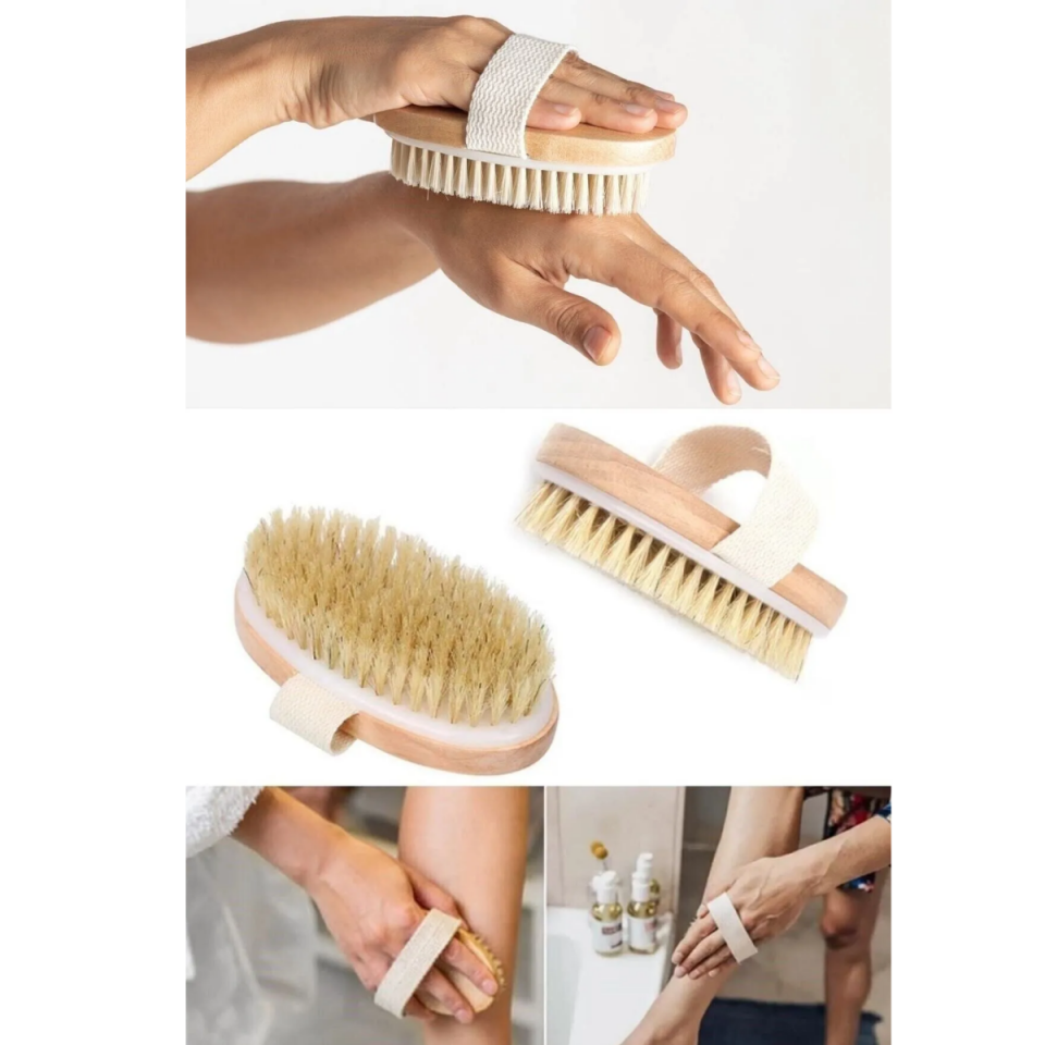 Mucit Home   Doğal At Kılı Banyo Sırt Kesesi Uzun Sökülebilir Saplı Yumuşak Fırçalı Doğal Kese Ahşap Saplı