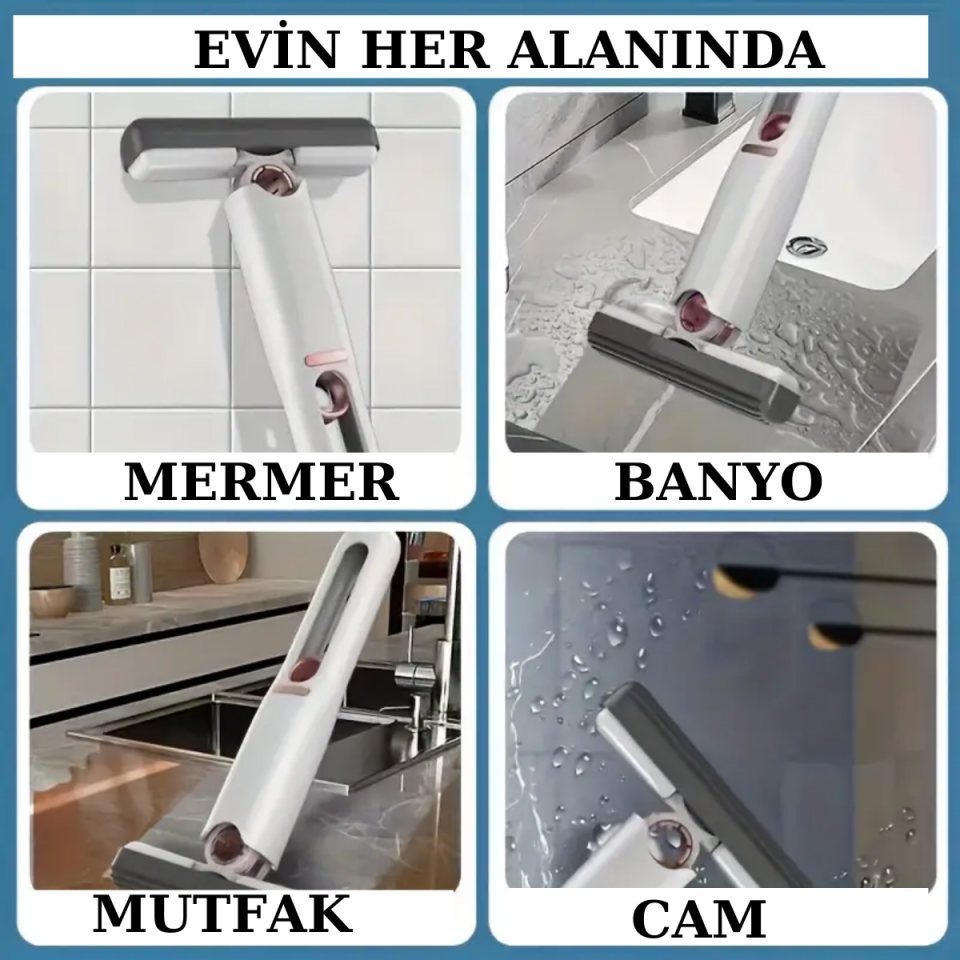 Mucit Home  Tek Dokunuş Mini Mop – Mutfak, Banyo, Cam, Araba Uyumlu