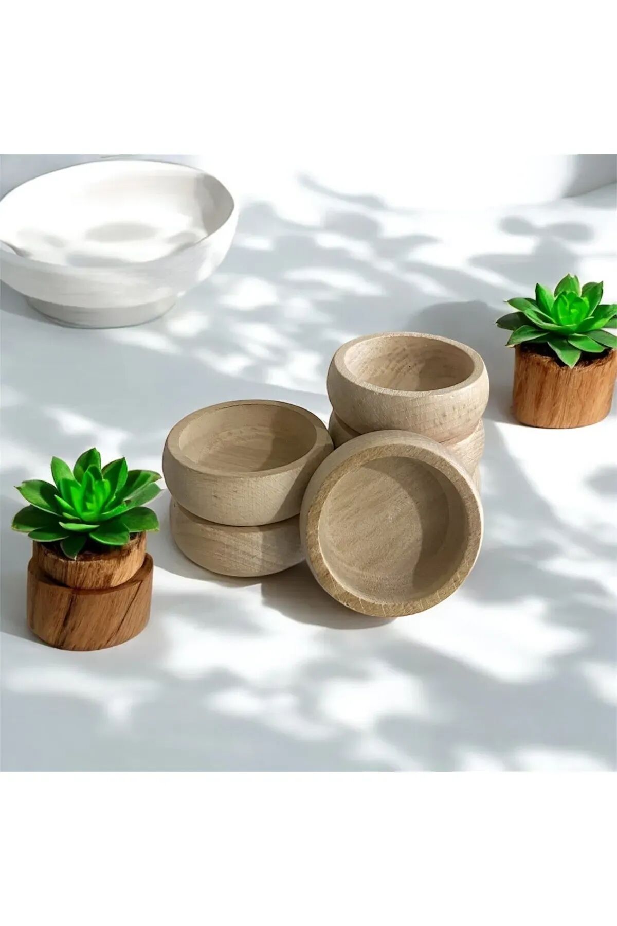 Mucit Home  Yuvarlak Ahşap Çerezlik 6 adet