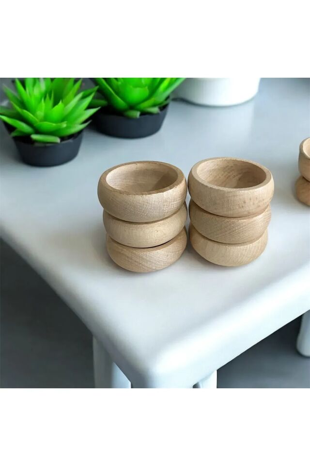Mucit Home  Yuvarlak Ahşap Çerezlik 6 adet