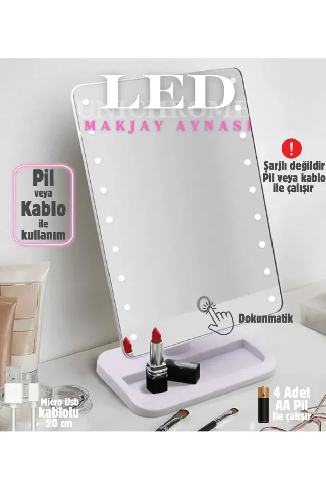 Mucit Home  Led Işıklı Makyaj Aynası Beyaz