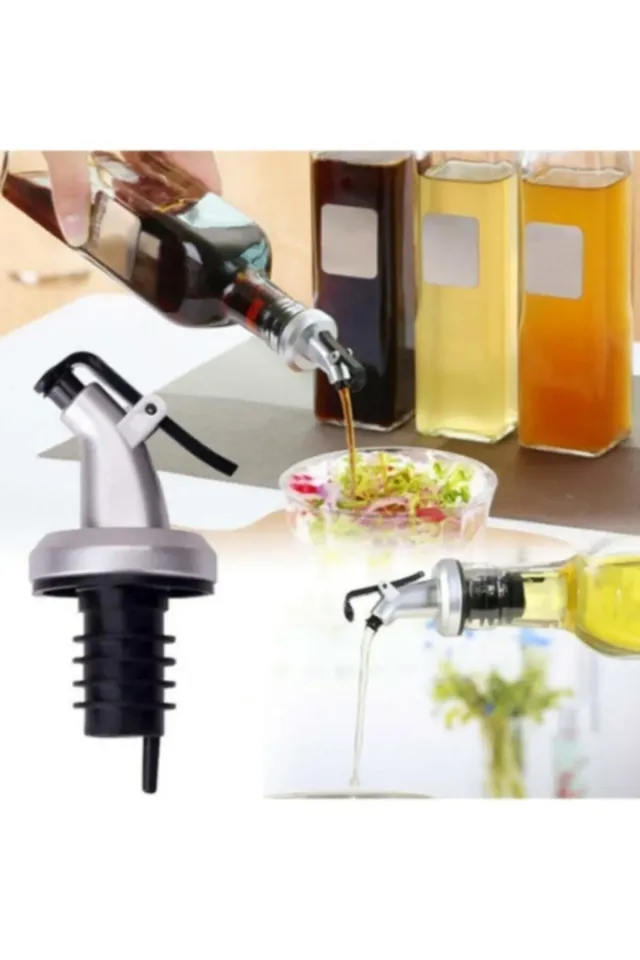 Mucit Home 3 Adet Kapaklı Şişe Ucu Servis Aparatı Damlalık Yağdanlık Tıpa Tapa Mantar