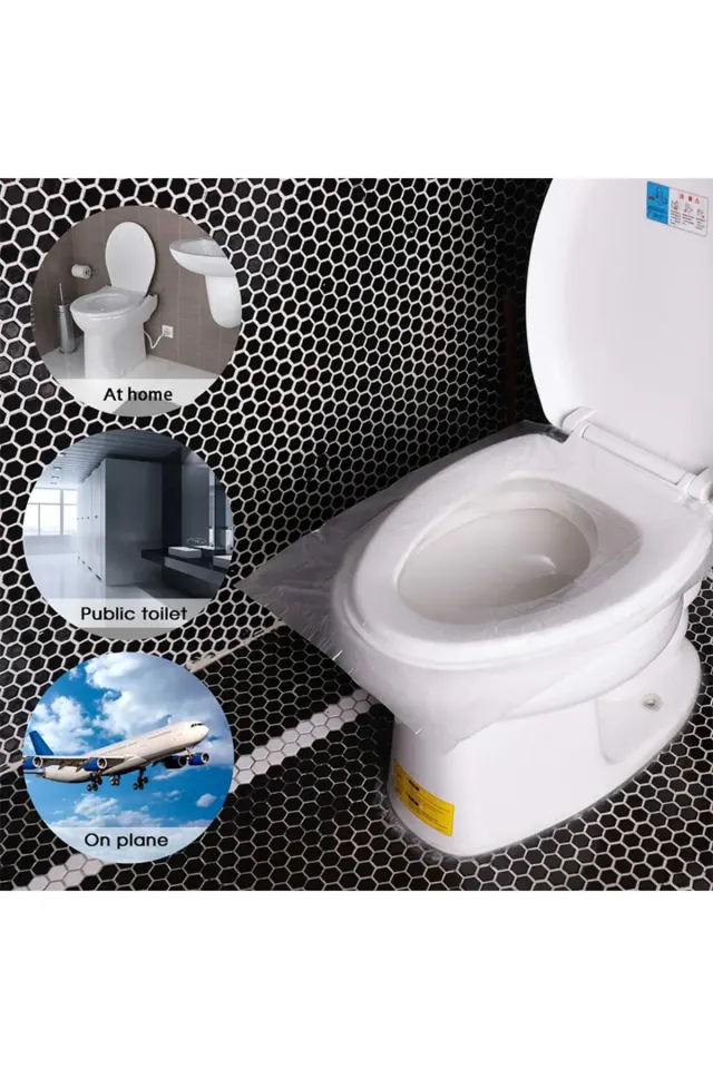 Mucit Home  Hijyenik Tek Kullanımlık Klozet Kapağı Poşeti Şeffaf Kapak Örtüsü Pratik Seyehat Restaurant