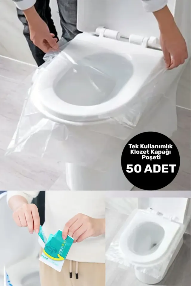 Mucit Home  Hijyenik Tek Kullanımlık Klozet Kapağı Poşeti Şeffaf Kapak Örtüsü Pratik Seyehat Restaurant