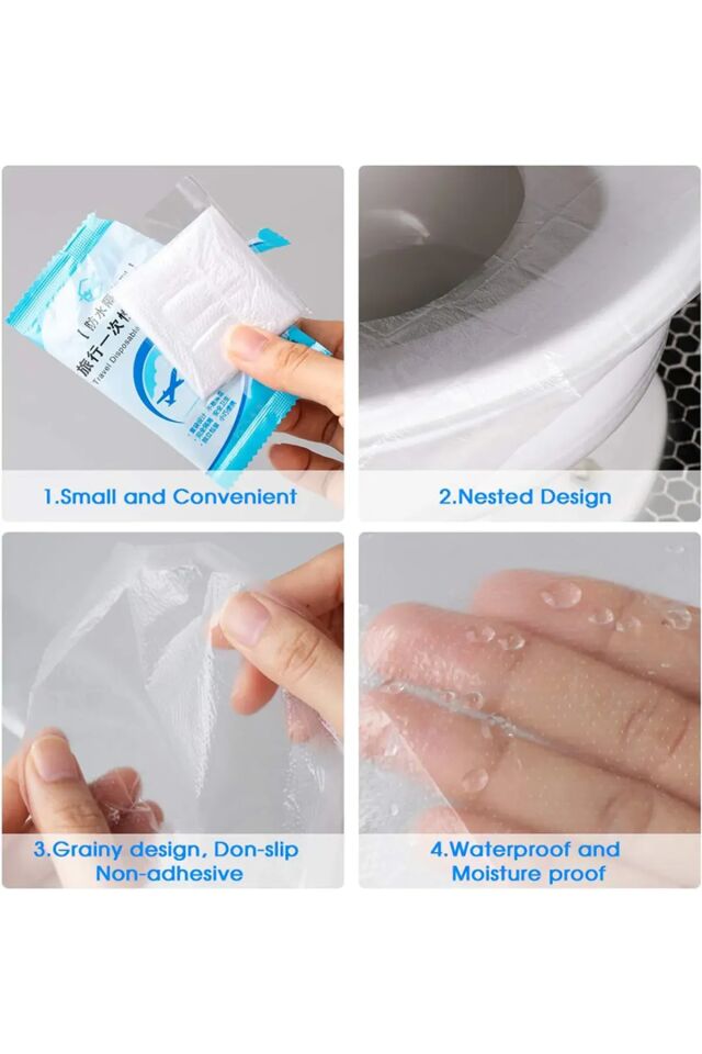 Mucit Home  Hijyenik Tek Kullanımlık Klozet Kapağı Poşeti Şeffaf Kapak Örtüsü Pratik Seyehat Restaurant