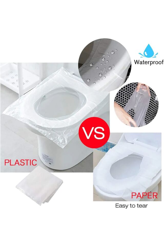 Mucit Home  Hijyenik Tek Kullanımlık Klozet Kapağı Poşeti Şeffaf Kapak Örtüsü Pratik Seyehat Restaurant