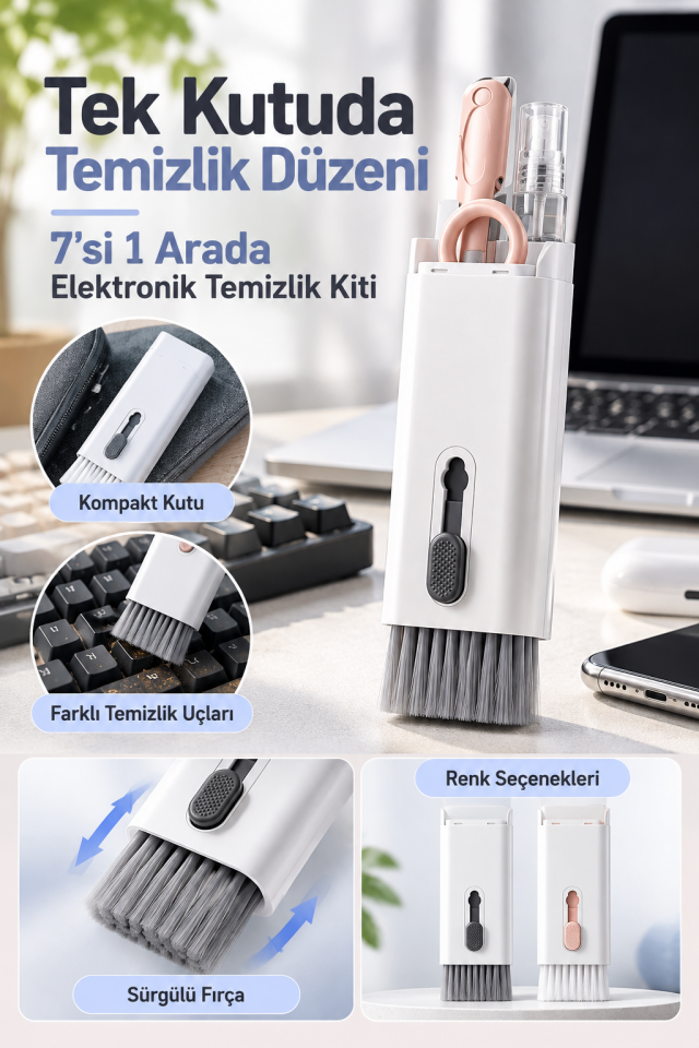 Mucit Home 7 İn 1 Çok Fonksiyonlu Kit Ekran Bilgisayar Laptop Klavye, Telefon, Kulaklık Airpod Temizleyici Kiti