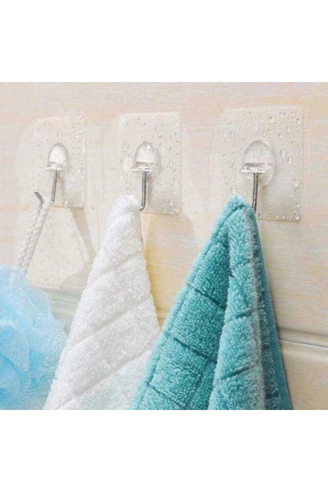 Mucit Home 10Lu Paket- Pratik Çok Amaçlı Güçlü Şeffaf Duvar Askısı Yapışkan Mutfak Banyo Askı