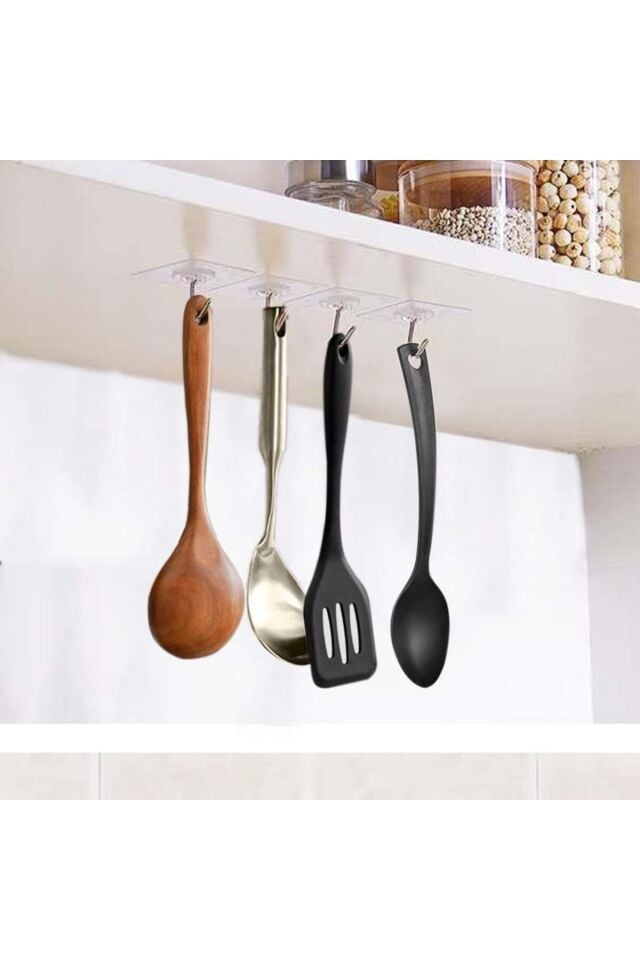 Mucit Home 10Lu Paket- Pratik Çok Amaçlı Güçlü Şeffaf Duvar Askısı Yapışkan Mutfak Banyo Askı