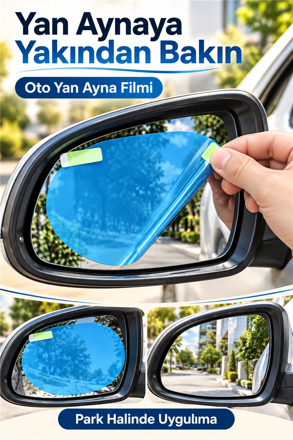 Mucit Home  Oto Dış Ayna Yağmur Kaydırıcı Araba Yan Cam Dikiz Aynası Filmi Buğu Önleyici Su Tutmaz Film Yuvarlak
