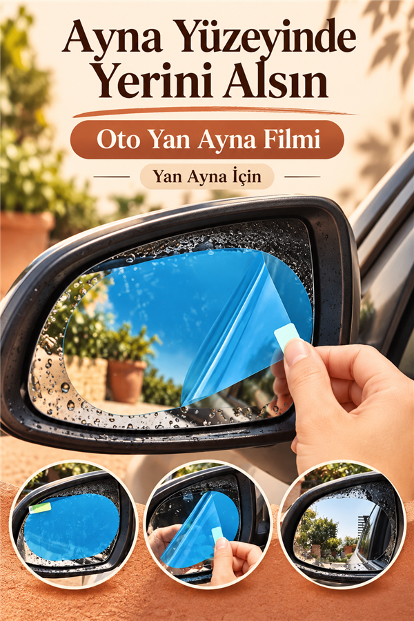 Mucit Home  Oto Dış Ayna Yağmur Kaydırıcı Araba Yan Cam Dikiz Aynası Filmi Buğu Önleyici Su Tutmaz Film Yuvarlak