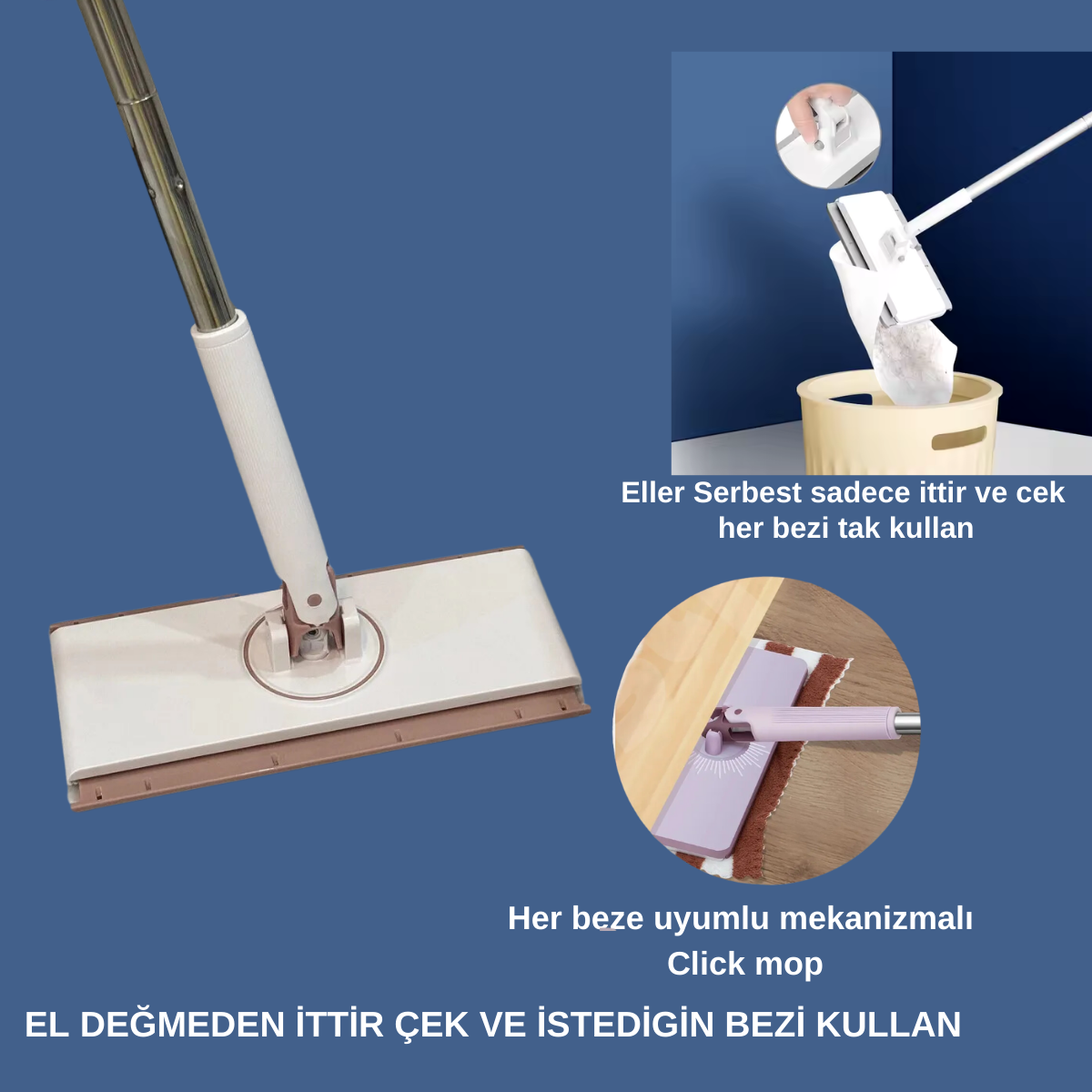 Mucit Home Otomatik Tembel Mop – Her Beze Uyumlu, Büyük Boy