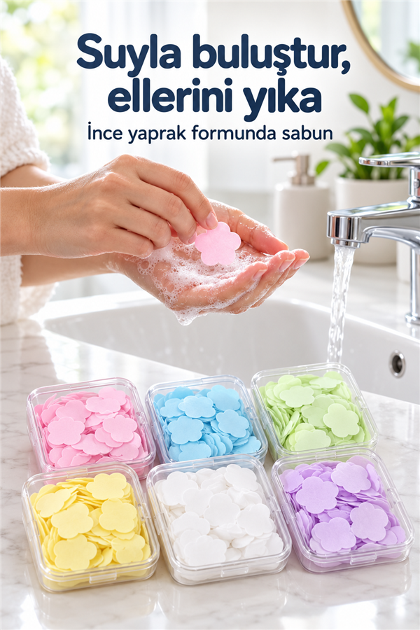 Mucit Home Renkli Taşınabilir Tek Kullanımlık Sabun - Kutusu Seyahat ve Günlük Kullanım İçin Pratik El Sabunu