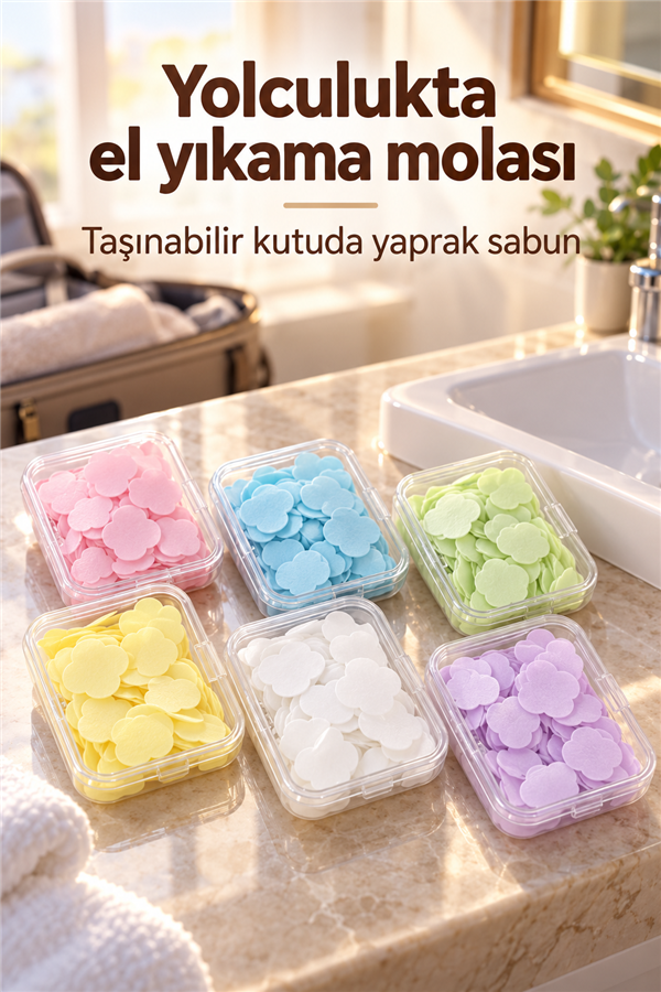 Mucit Home Renkli Taşınabilir Tek Kullanımlık Sabun - Kutusu Seyahat ve Günlük Kullanım İçin Pratik El Sabunu
