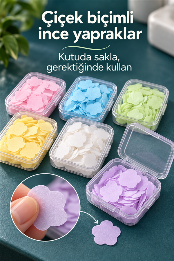 Mucit Home Renkli Taşınabilir Tek Kullanımlık Sabun - Kutusu Seyahat ve Günlük Kullanım İçin Pratik El Sabunu