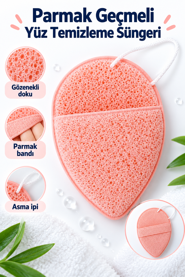 Mucit Home Yüz Temizleme Peeling Süngeri Parmak Geçmeli Yüz Temizleme Sünger