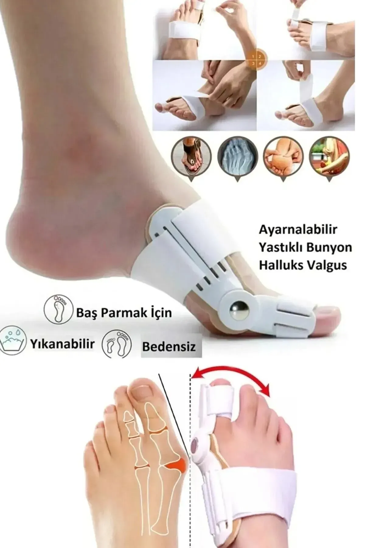 Mucit Home Atel Ayak Parmak Başparmak Düzeltici Kemik Çıkığı Düzleştirici Taraklı Ayaklar Için Aparat 2'li