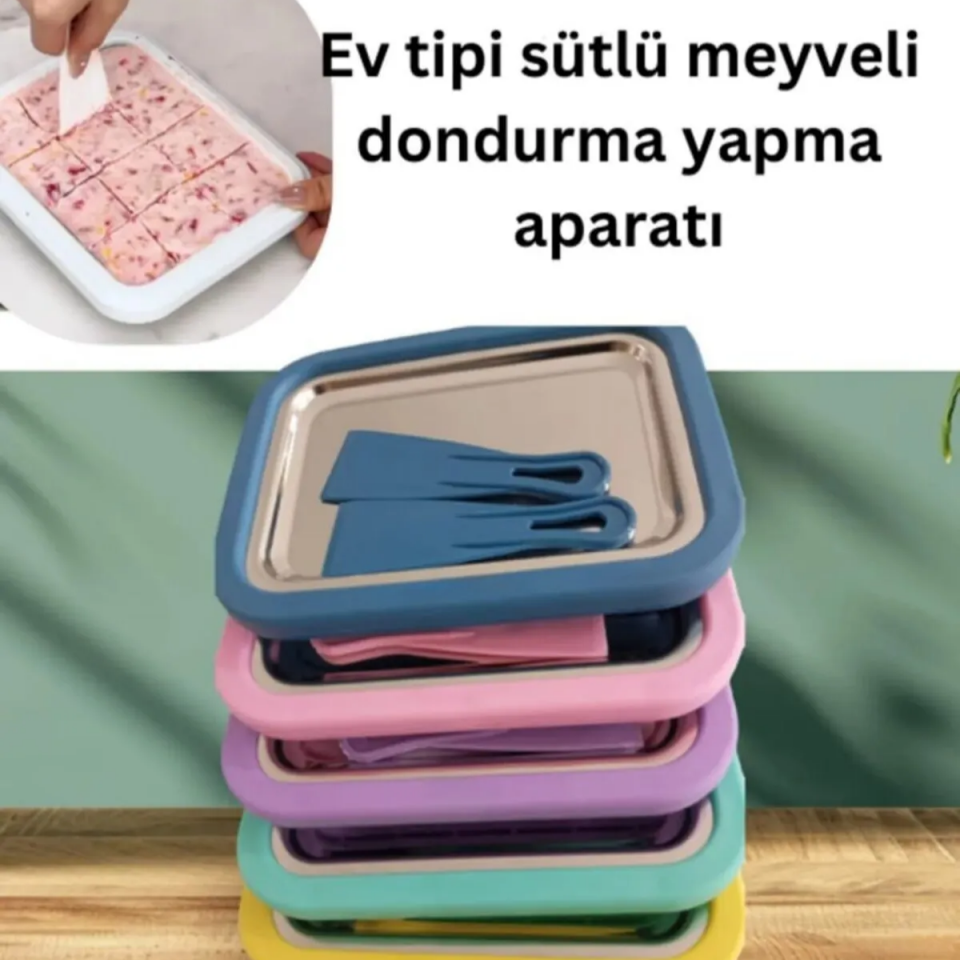 Ev Tipi Spatulalı Kore Tarzı Rulo Dondurma Tavası Yoğurt Dondurma Bowl Tabağı Dondurma Yapma Aparat
