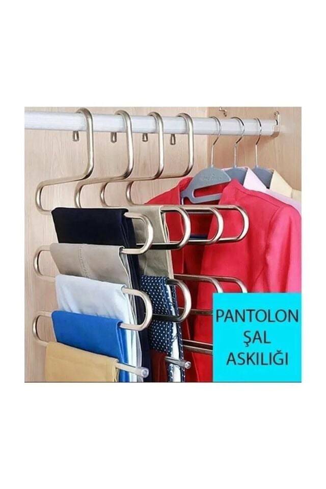 Mucit Home Ithal Dolap Içi 5 Katlı Pantolon Eşarp Şal Askısı Akıllı Askılık