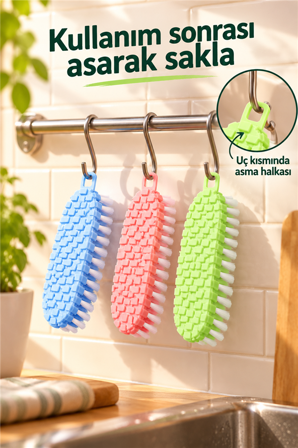 Mucit Home Esnek Lavabo Temizlik Fırçası -Bükülebilir Halı Yıkama Fırcası Asılabilir