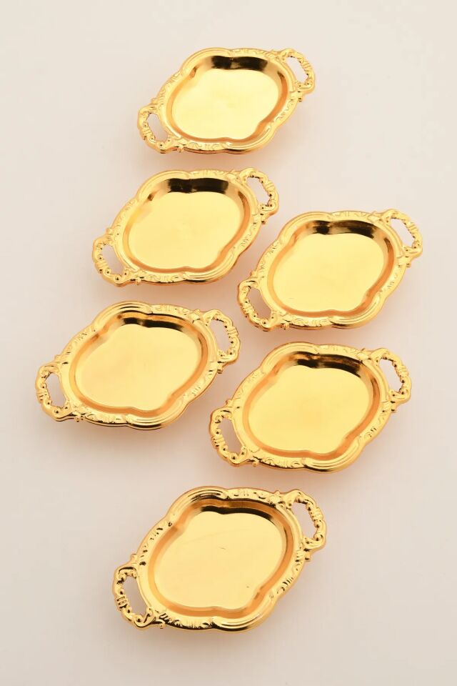 Mucit Home Gold Mini Kulplu Oval Model Ayaklı Lokumluk 6'lı Takım
