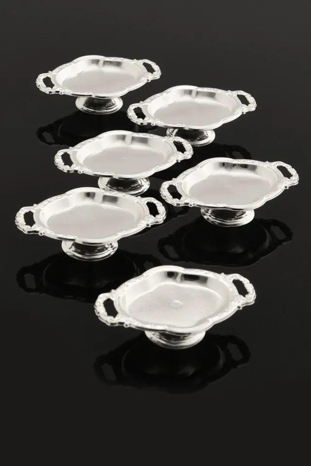 Mini Kulplu Oval Model Ayaklı Lokumluk 6'lı Takım