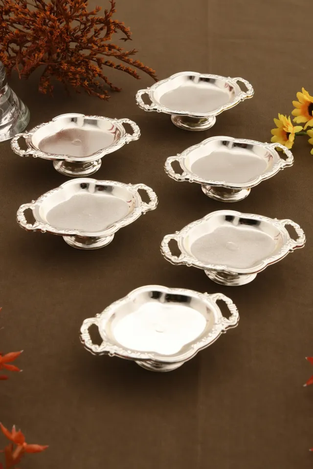 Mini Kulplu Oval Model Ayaklı Lokumluk 6'lı Takım