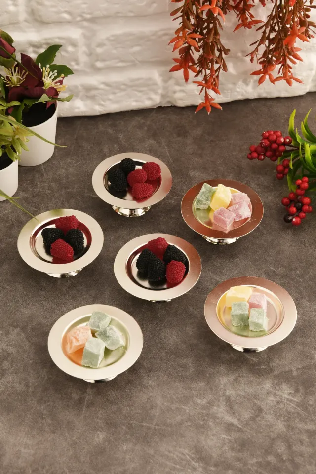 Muli Ayaklı Makaron Lokumluk Gümüş 6 Lı Takım