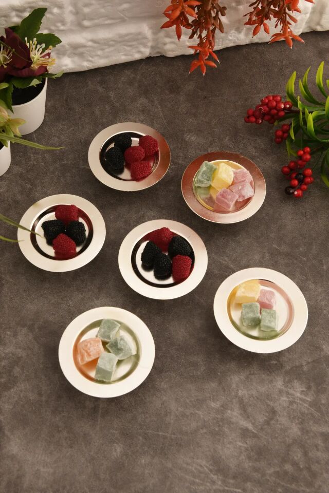 Mucit Home Muli Ayaklı Makaron Lokumluk Gümüş 6 Lı Takım