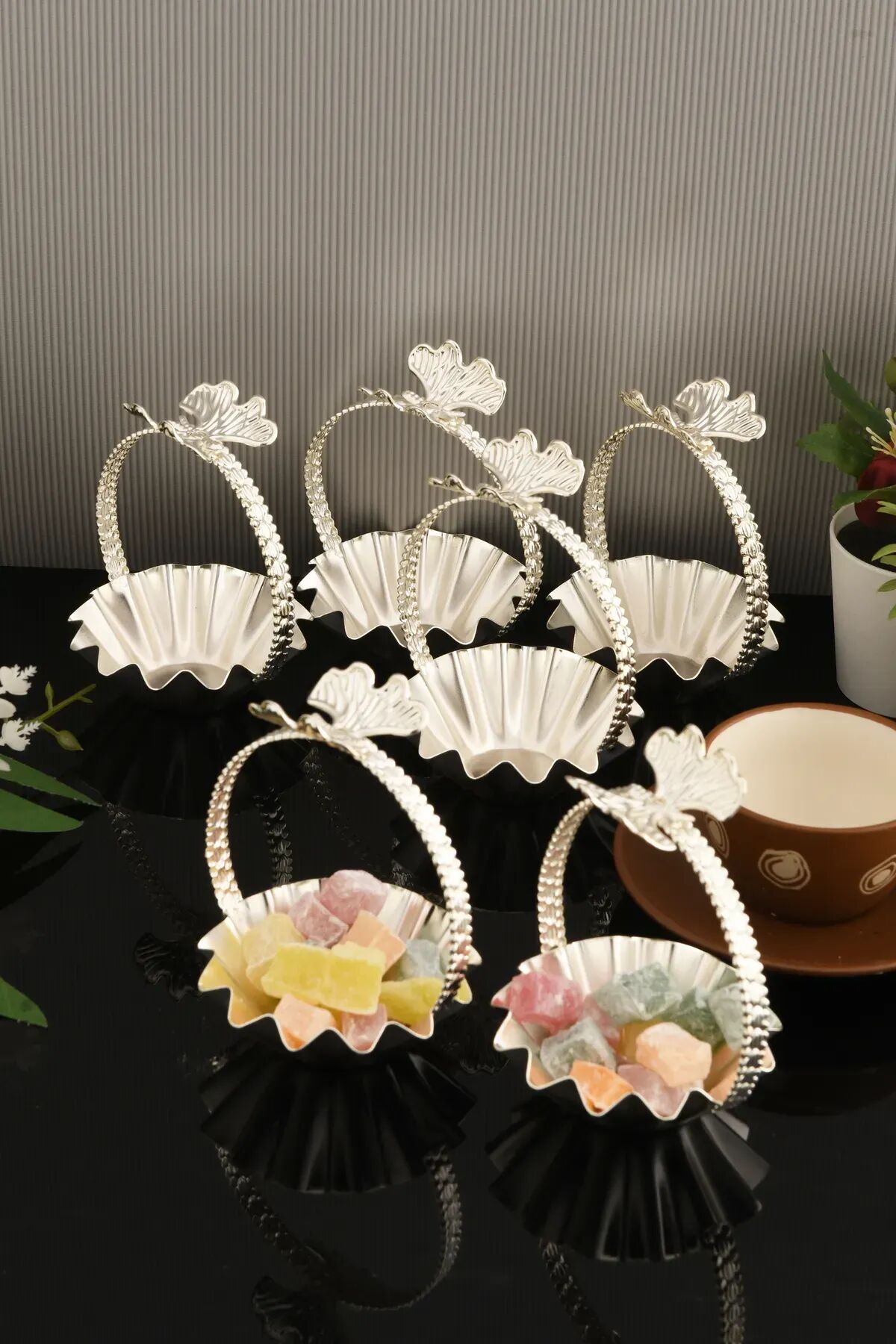 Mucit Home Teris Tırtıklı Lokumluk Kulplu Gümüş 6 Lı Takım