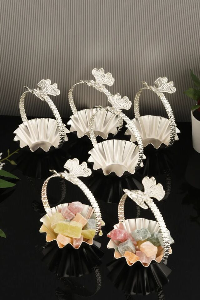 Mucit Home Teris Tırtıklı Lokumluk Kulplu Gümüş 6 Lı Takım