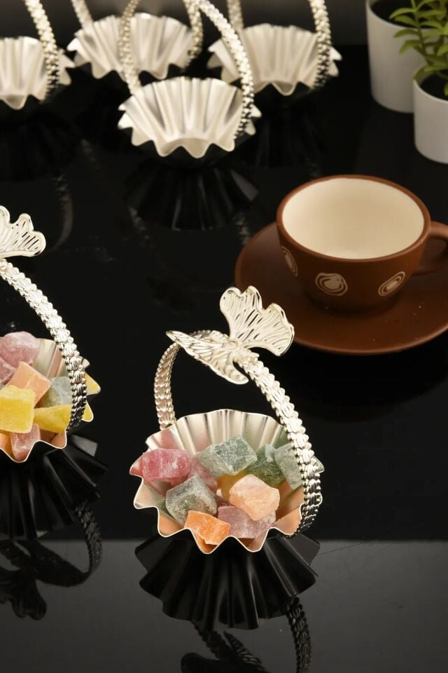 Mucit Home Teris Tırtıklı Lokumluk Kulplu Gümüş 6 Lı Takım