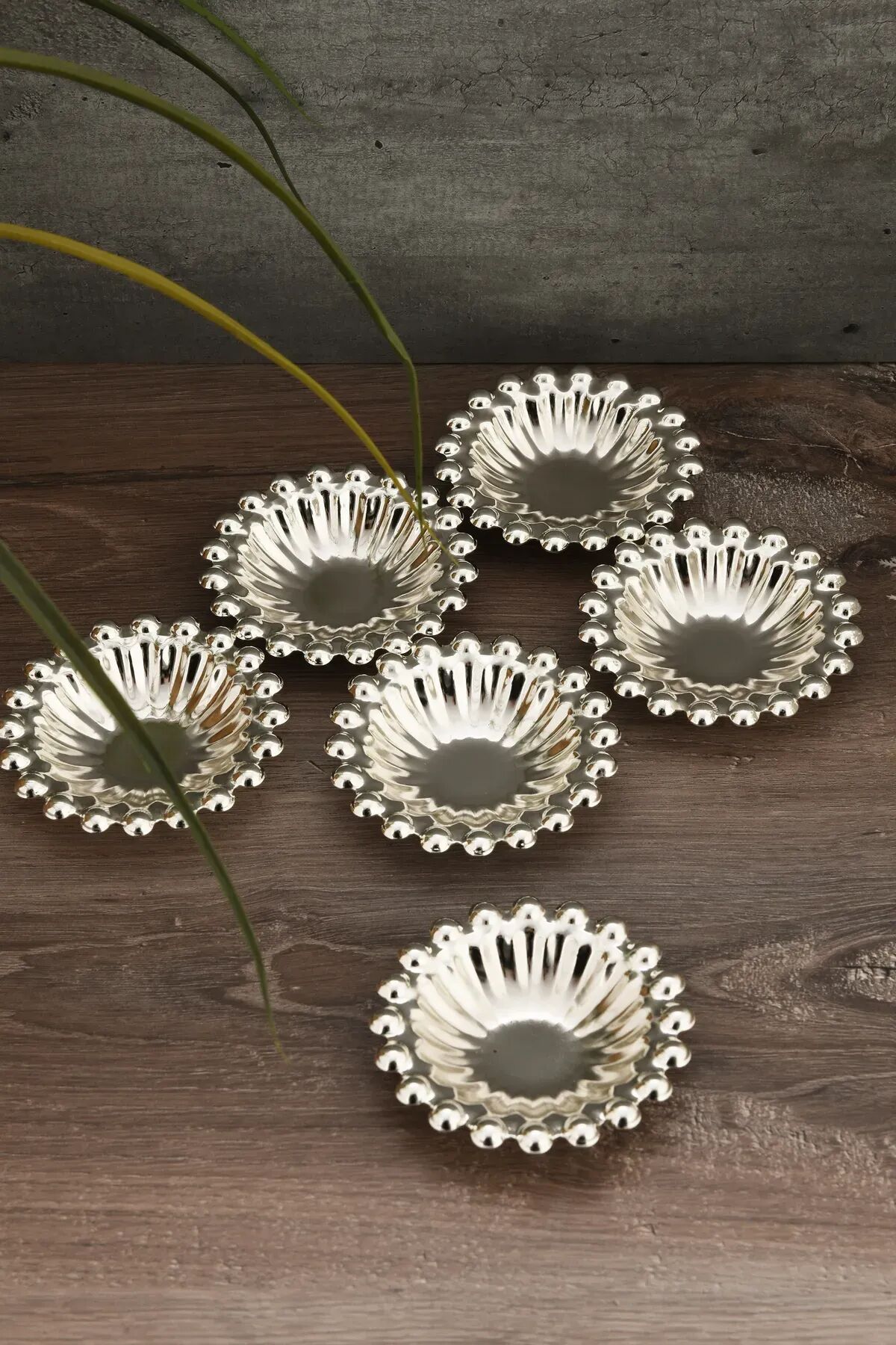 Mucit Home Welin 6 Lı Takım Kahve Yanı Boncuklu Mini Lokumluk