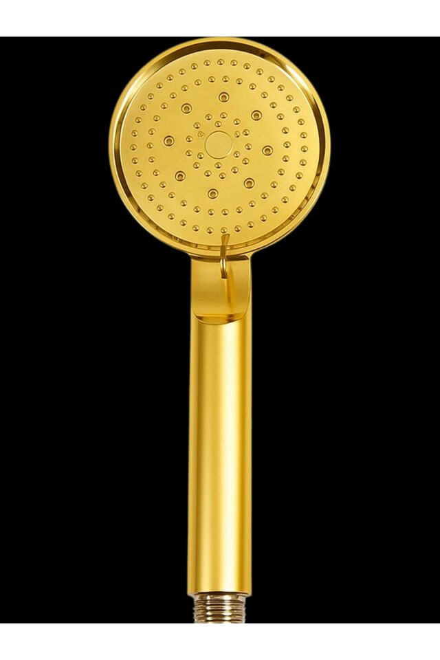 5 Fonksiyonlu Gold Duş Başlıklı  Gold Spiral Hortumlu Duş Seti