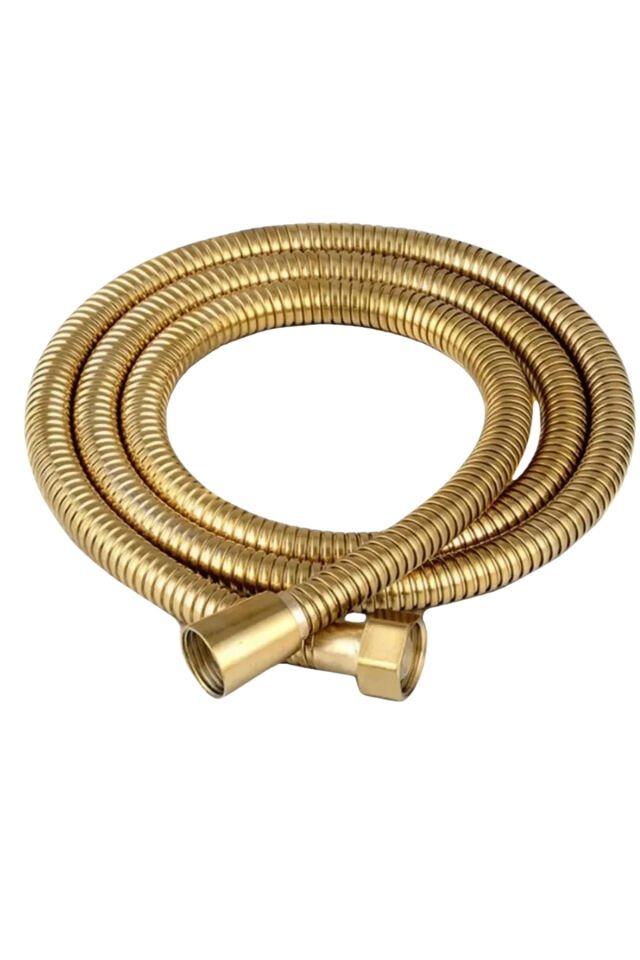 5 Fonksiyonlu Gold Duş Başlıklı  Gold Spiral Hortumlu Duş Seti