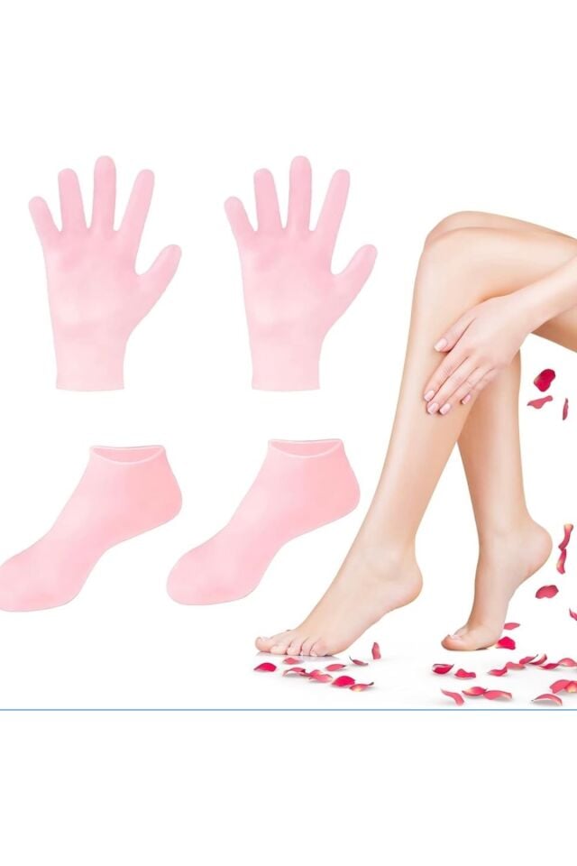 Mucit Home 2’li Bakım Seti Silikon Ayak Bakım Çorabı & El Peeling Eldiveni – Ultra Esnek