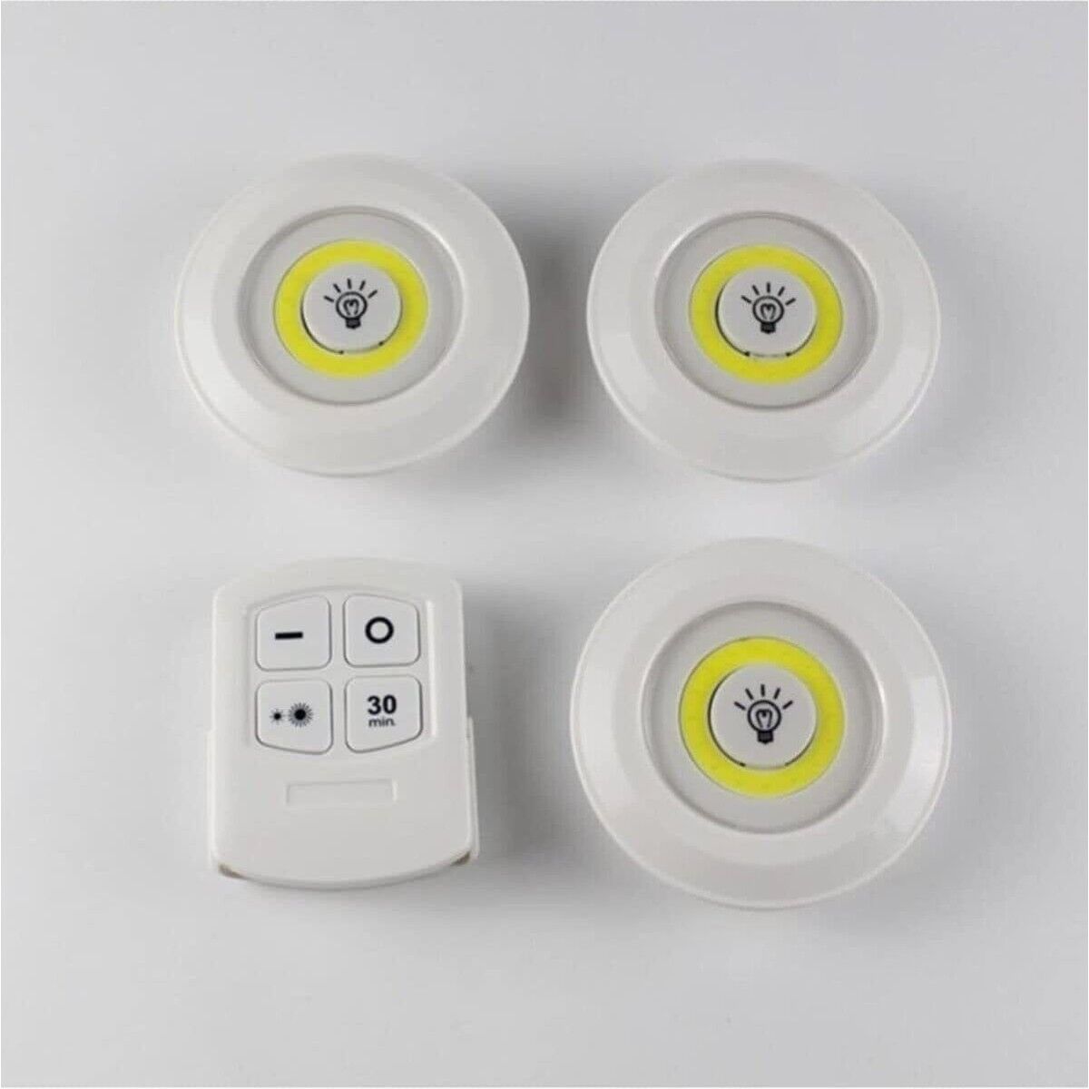 Uzaktan Kumandalı Yapışkanlı Kablosuz Pilli LED 3'lü Spot Lamba Spot LED