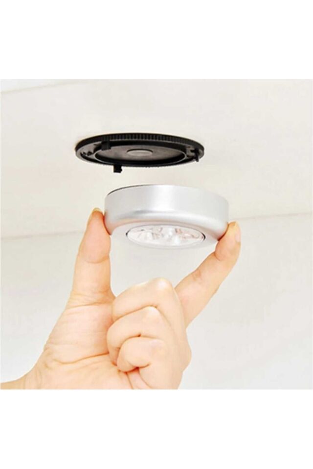 Mucit Home 2 adet Kablosuz Spot Pilli Dokunmatik Led Lamba 3 Ledli Dolap Lambası