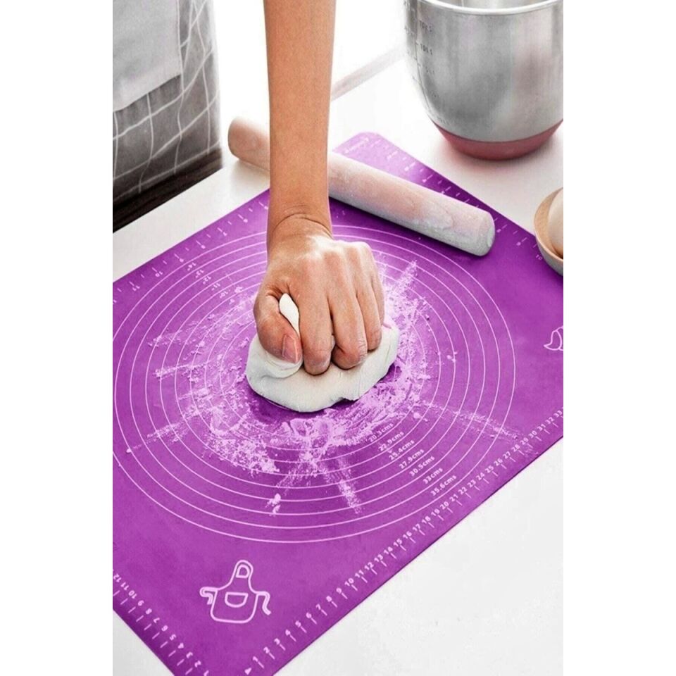Mucit Home Silikon Hamur Açma  Yoğurma Matı  Pasta Fırın Altlığı, Mor