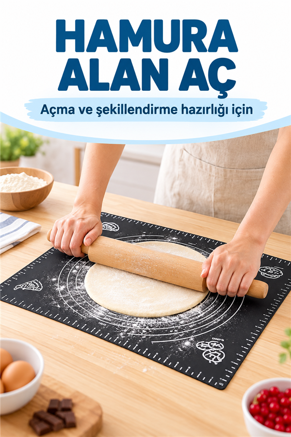 Mucit Home Silikon Çok Amaçlı Geniş Siyah Hamur Matı Hamur Açma Matı