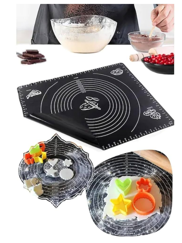 Mucit Home Silikon Çok Amaçlı Geniş Siyah Hamur Matı Hamur Açma Matı