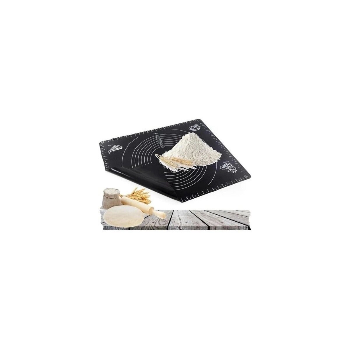 Mucit Home Silikon Çok Amaçlı Geniş Siyah Hamur Matı Hamur Açma Matı