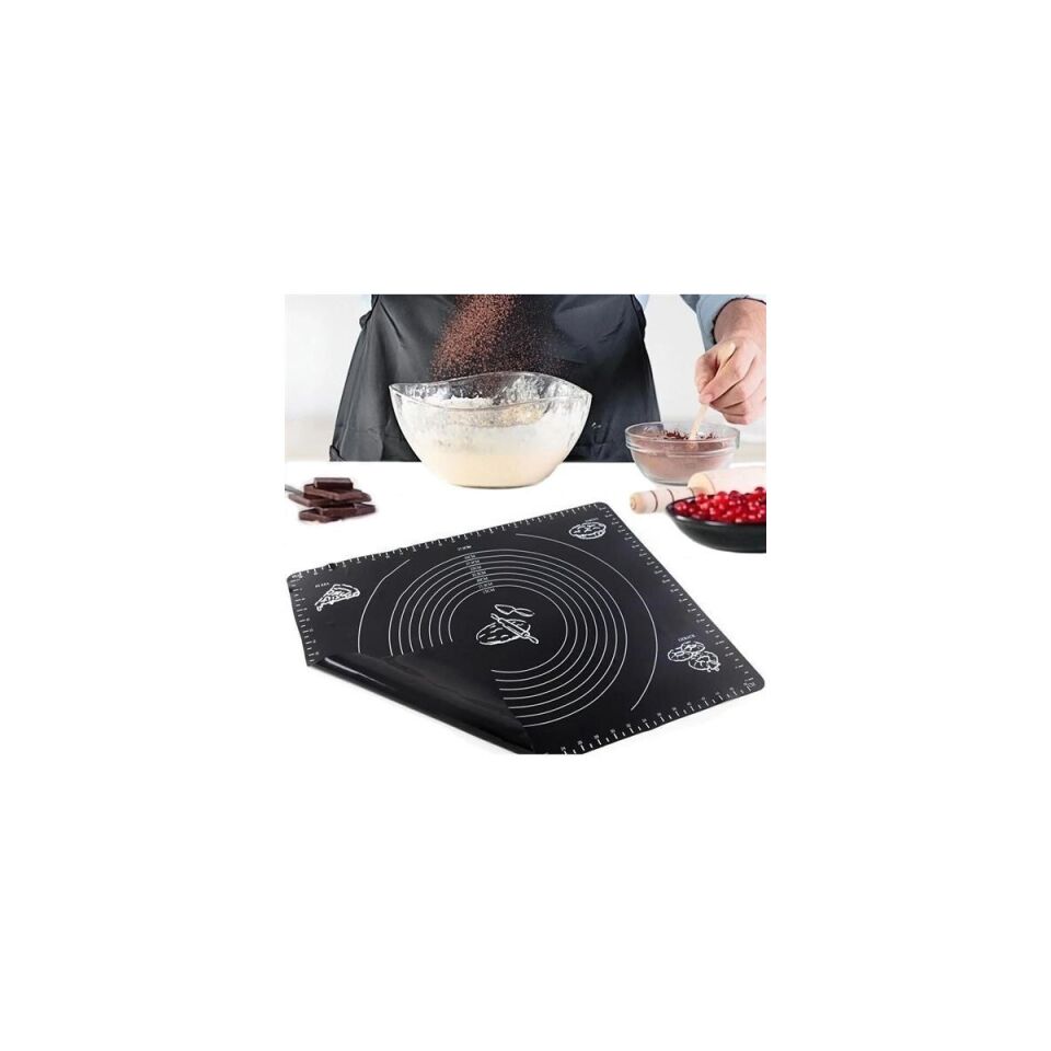 Mucit Home Silikon Çok Amaçlı Geniş Siyah Hamur Matı Hamur Açma Matı