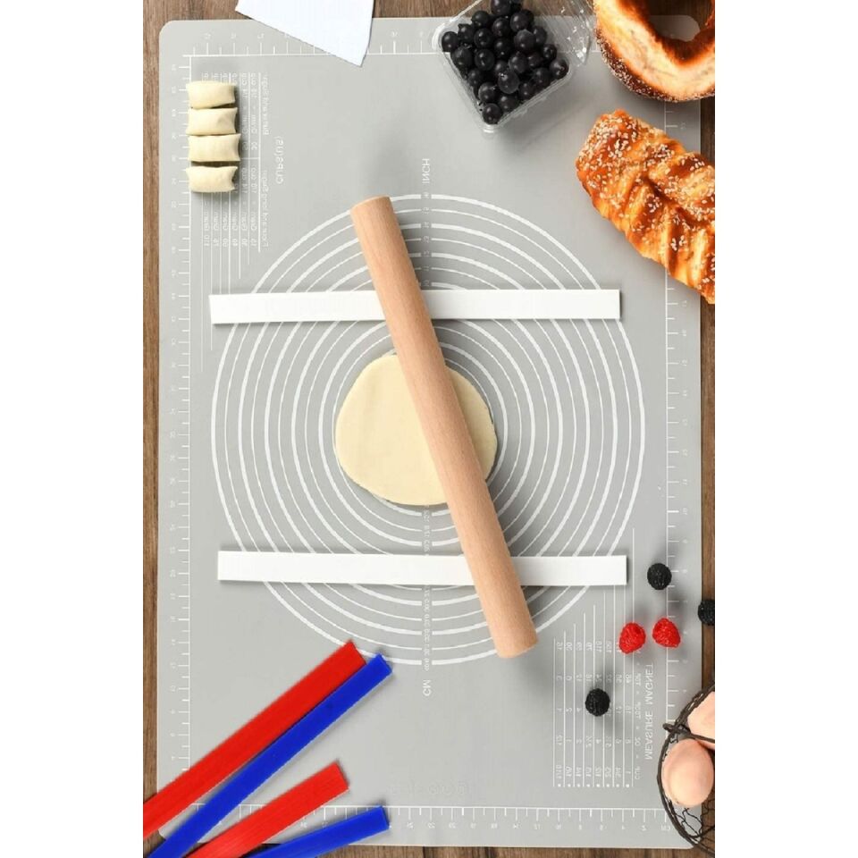 Mucit home Hamur Açma Matı Silikon Yoğurma Matı Gri Hamur Matı Pasta Fırın Altlığı Çok Amaçlı Silikon Mat