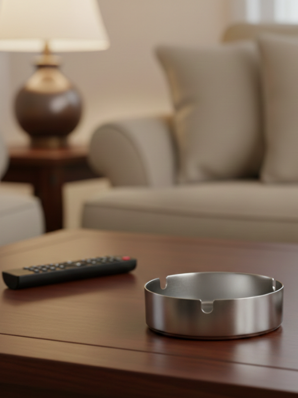 Mucit Home Gümüş Renk Yuvarlak Çelik Küllük 10 cm